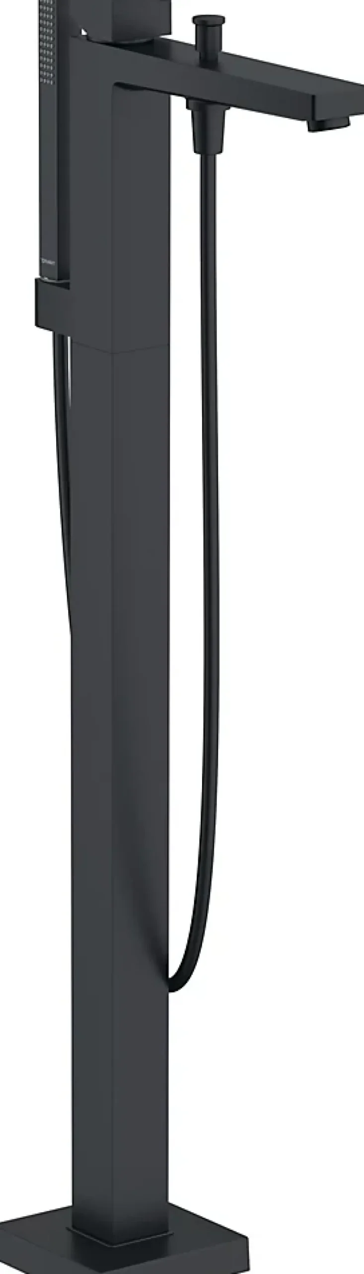 Duravit Mitigeur de baignoire monocommande sur pied avec bec et douchette + flexible - Noir mat - 13,5x31,5x94cm - Manhattan* Robinet De Baignoire