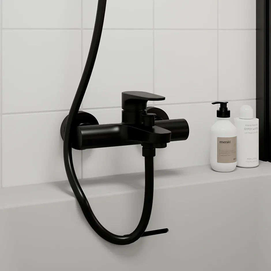 GoodHome Mitigeur de baignoire noir Cavally* Robinet De Baignoire