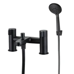 GoodHome Mitigeur de baignoire noir avec douchette Cavally