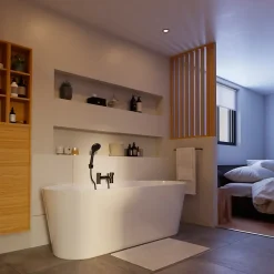 GoodHome Mitigeur de baignoire noir avec douchette Cavally