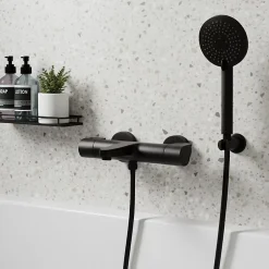 GoodHome Mitigeur de baignoire thermostatique noir Cavally* Robinet De Baignoire