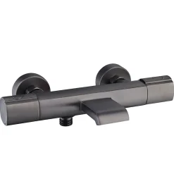 Essebagno Mitigeur de baignoire thermostatique mural avec bec cascade, gun metal, Carra