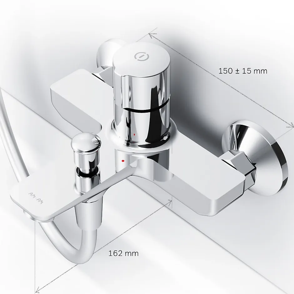 Am.Pm Europe Mitigeur de baignoire TouchReel, Robinet de baignoire, mitigeur salle de bain, Chromé, FXT10500 X-Joy AM.PM* Robinet De Baignoire