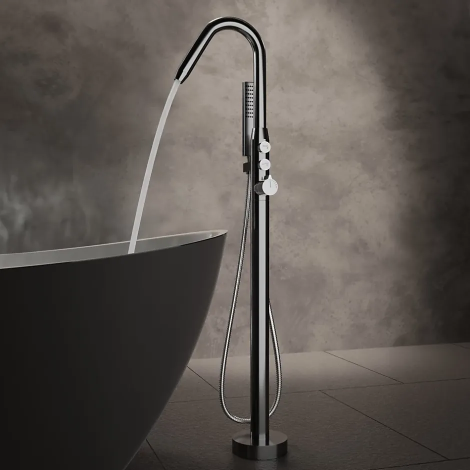 Bernstein Mitigeur de bain sur pied, Robinet mélangeur design sur pied pour baignoire - NT7752 - Chrome