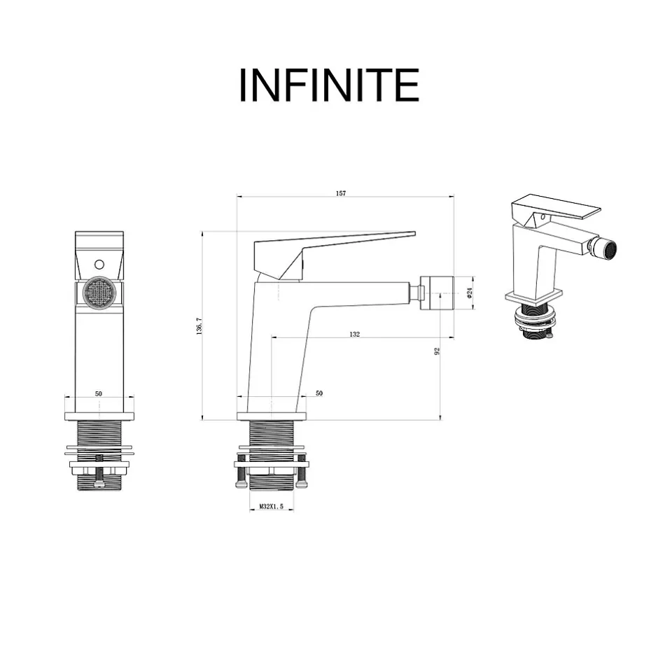 Poalgi Mitigeur de bidet SKY BATH noir cristal PVD série INFINITE* Robinet De Bidet