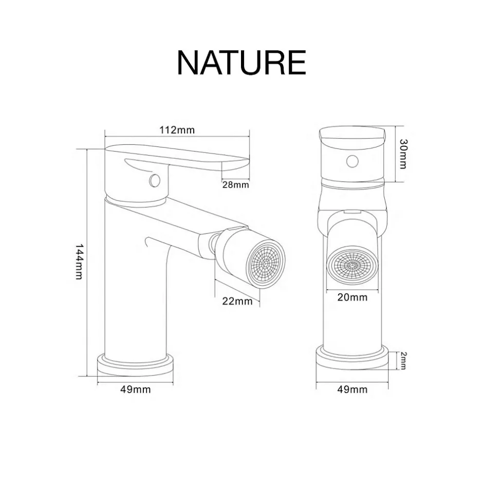 Poalgi Mitigeur de bidet SKY BATH noir mat série NATURE* Robinet De Bidet