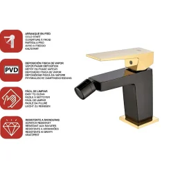 Poalgi Mitigeur de bidet SKY BATH noir cristal et or PVD série INFINITE* Robinet De Bidet