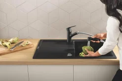 Grohe Mitigeur de cuisine avec douchette noir Start* Evier Et Robinet De Buanderie