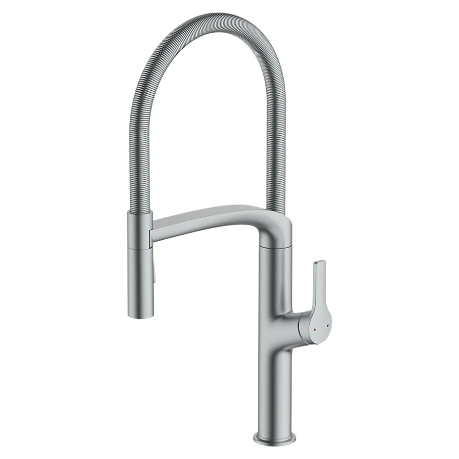 GoodHome Mitigeur de cuisine avec douchette effet inox Arbane