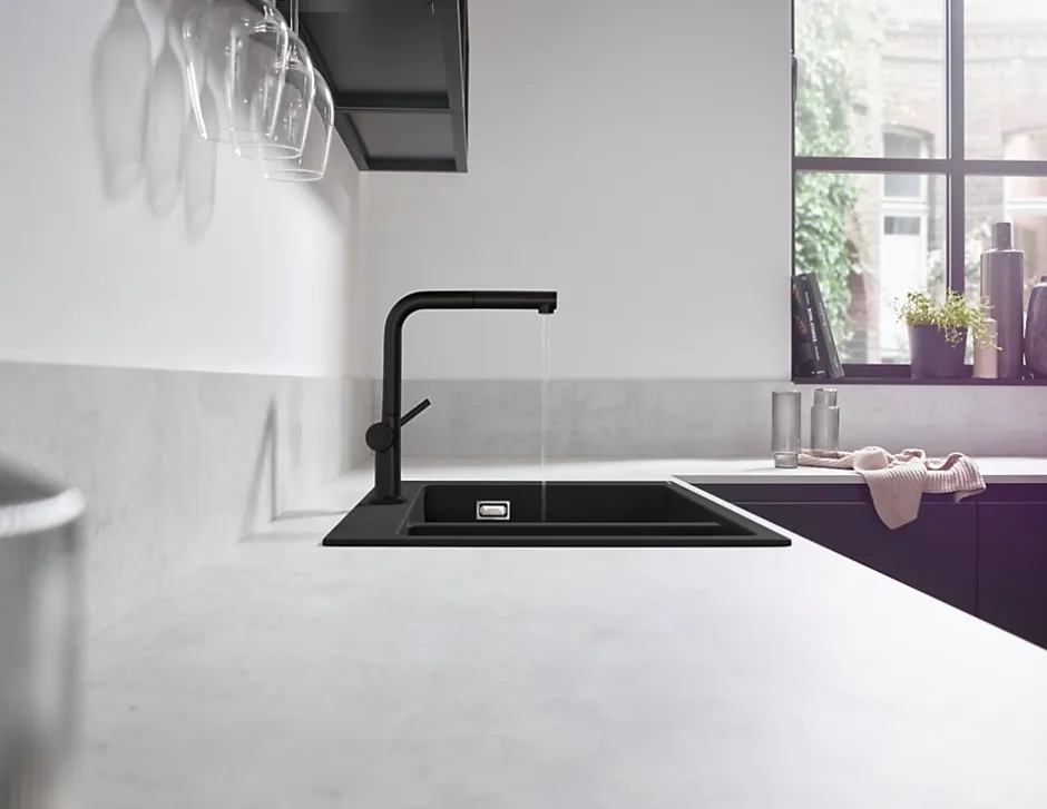 Hansgrohe Mitigeur de cuisine avec douchette noir mat Talis M 54 bec droit