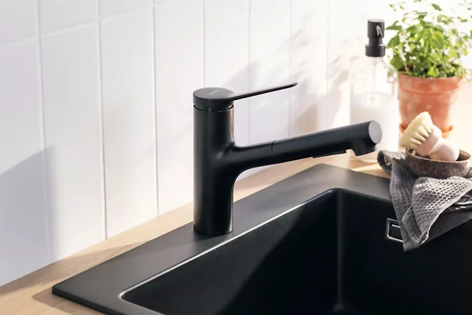Hansgrohe Mitigeur de cuisine avec douchette noir mat Zesis M33 H. 219mm* Evier Et Robinet De Buanderie