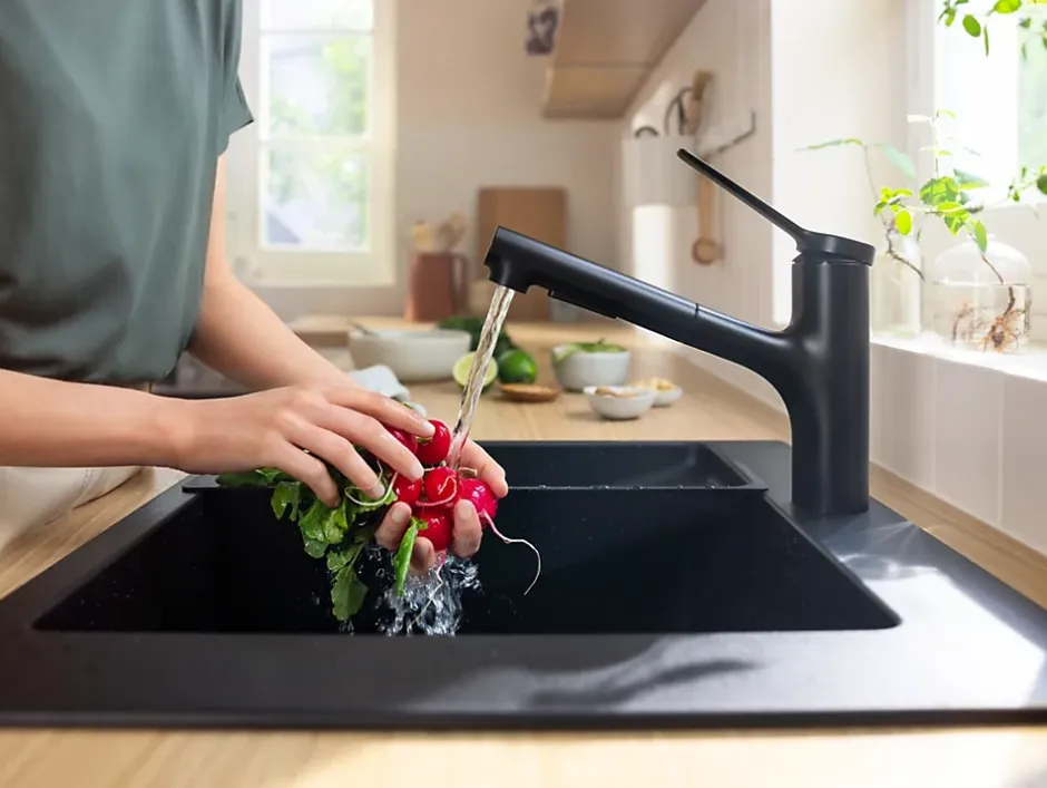 Hansgrohe Mitigeur de cuisine avec douchette noir mat Zesis M33 H. 219mm* Evier Et Robinet De Buanderie