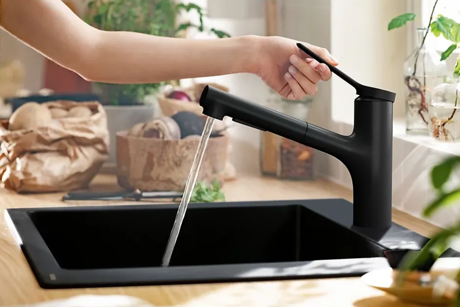 Hansgrohe Mitigeur de cuisine avec douchette noir mat Zesis M33 H. 219mm* Evier Et Robinet De Buanderie