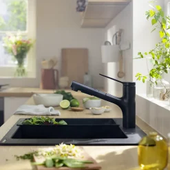 Hansgrohe Mitigeur de cuisine avec douchette noir mat Zesis M33 H. 219mm* Evier Et Robinet De Buanderie