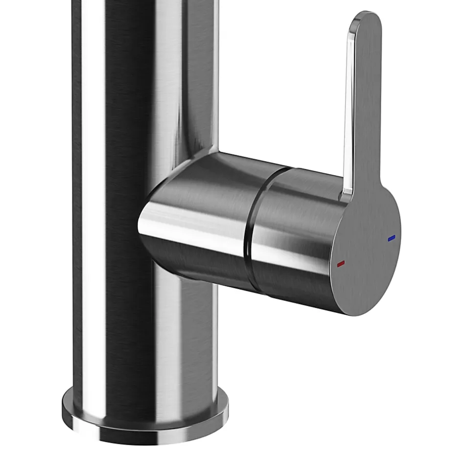 GoodHome Mitigeur de cuisine avec douchette effet inox brossé Zanthe