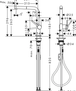 Hansgrohe Mitigeur de cuisine avec douchette extractible chromé Talis M54 H. 296 cm