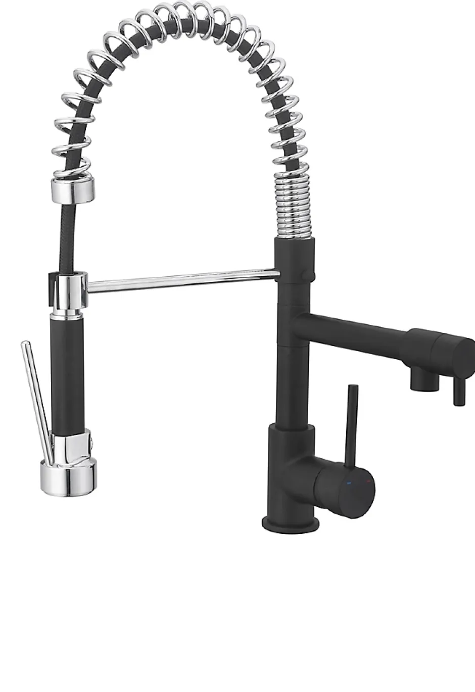 Cooke & Lewis Mitigeur de cuisine avec douchette noir et chrome H.48 cm, Bilbrough