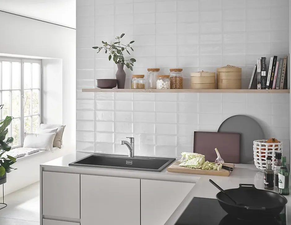 Grohe Mitigeur de cuisine bec bas avec douchette Start nickel* Evier Et Robinet De Buanderie