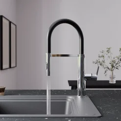GoodHome Mitigeur de cuisine chromé avec douchette Zatar* Evier Et Robinet De Buanderie