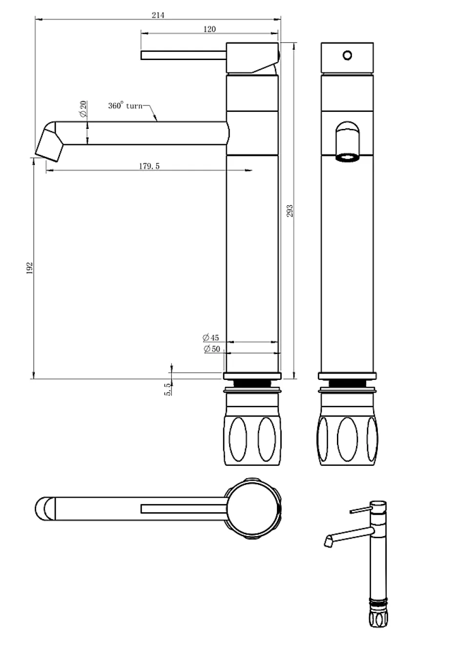 Essebagno Mitigeur de cuisine chromé Lollipop