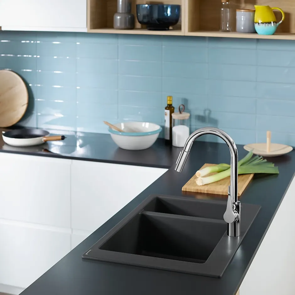 Hansgrohe Mitigeur de cuisine chromé avec douchette Cento XL* Evier Et Robinet De Buanderie