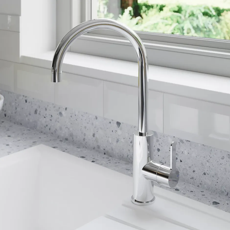 GoodHome Mitigeur de cuisine chromé Zanthe* Evier Et Robinet De Buanderie
