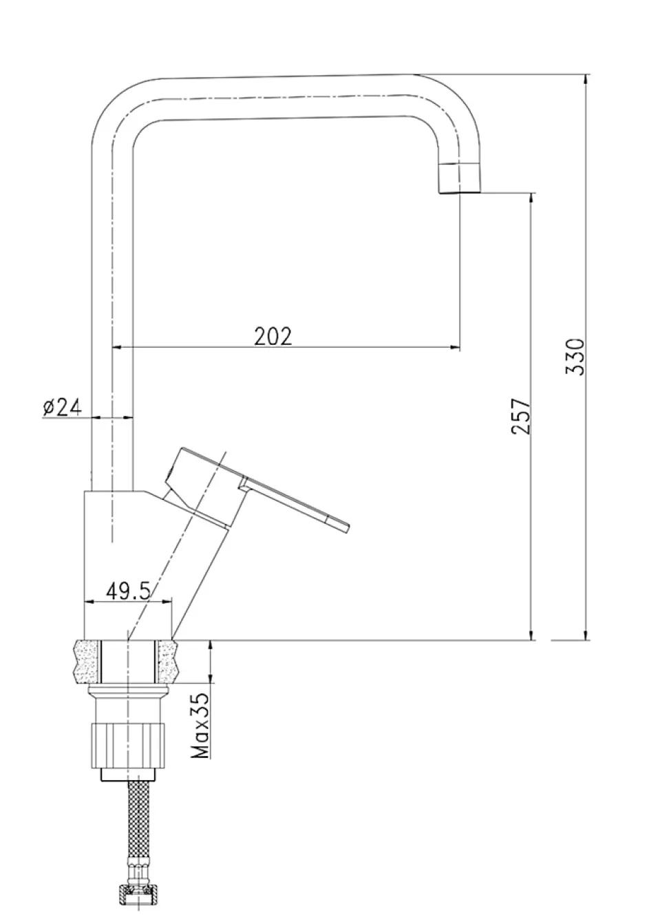 Essebagno Mitigeur de cuisine chromé Moka