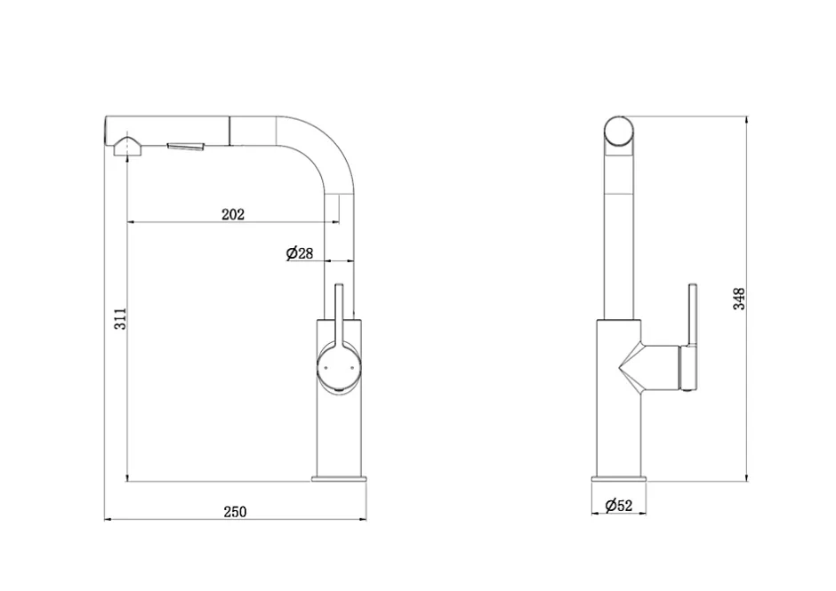 Essebagno Mitigeur de cuisine doré avec douchette Pure II