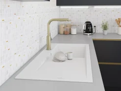 Essebagno Mitigeur de cuisine doré avec douchette Pure II