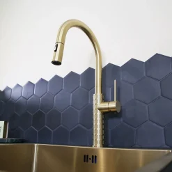 Essebagno Mitigeur de cuisine doré avec douchette Architek