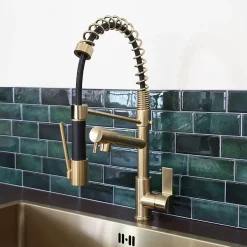 Essebagno Mitigeur de cuisine doré avec douchette Big Hotto