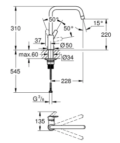 Grohe Mitigeur de cuisine Start Bec U chromé