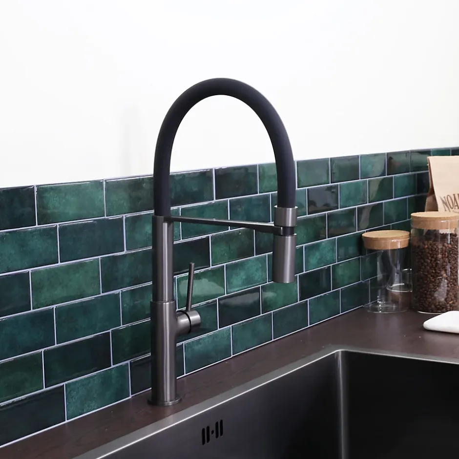 Essebagno Mitigeur de cuisine gun métal avec douchette Magnet
