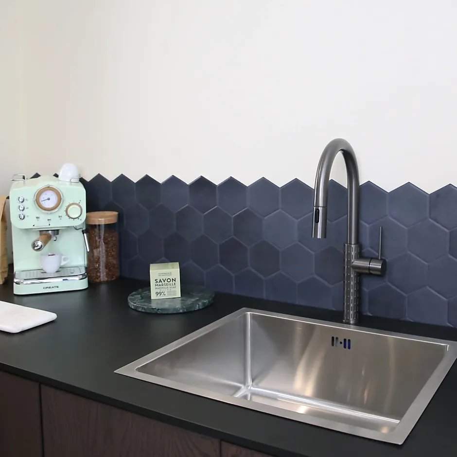 Essebagno Mitigeur de cuisine gun métal avec douchette Architek