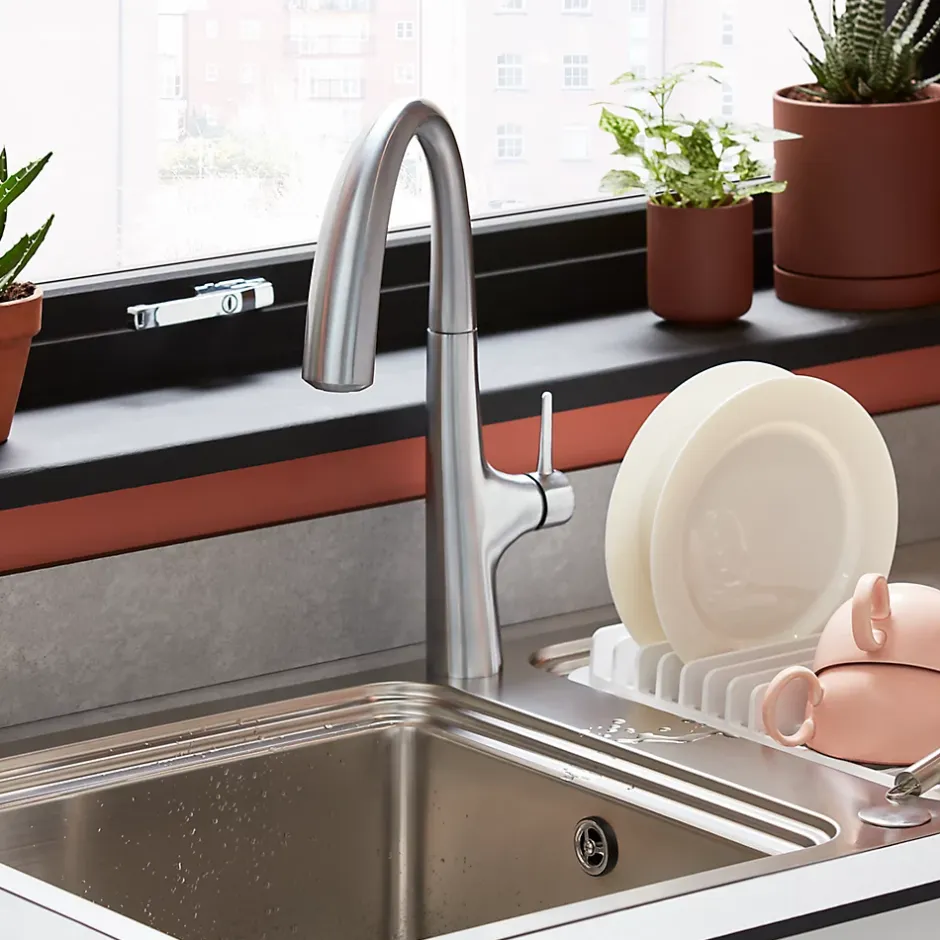 GoodHome Mitigeur de cuisine laiton brossé Edulis