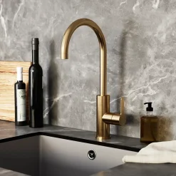 GoodHome Mitigeur de cuisine laiton doré brossé Zanthe