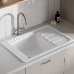 Cooke & Lewis Mitigeur de cuisine nickel brossé, GoodHome Katiki* Evier Et Robinet De Buanderie