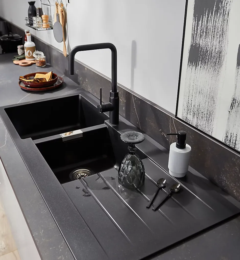 GoodHome Mitigeur de cuisine noir Argania* Evier Et Robinet De Buanderie