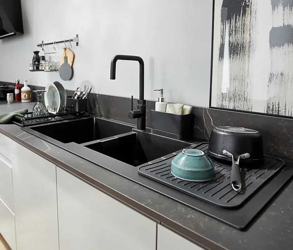GoodHome Mitigeur de cuisine noir Argania* Evier Et Robinet De Buanderie