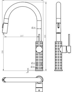 Essebagno Mitigeur de cuisine noir avec douchette Architek* Evier Et Robinet De Buanderie