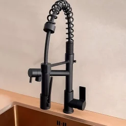 Essebagno Mitigeur de cuisine noir mat avec douchette, Big Hotto* Evier Et Robinet De Buanderie