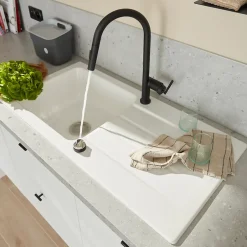 Essebagno Mitigeur de cuisine noir avec douchette Iconic