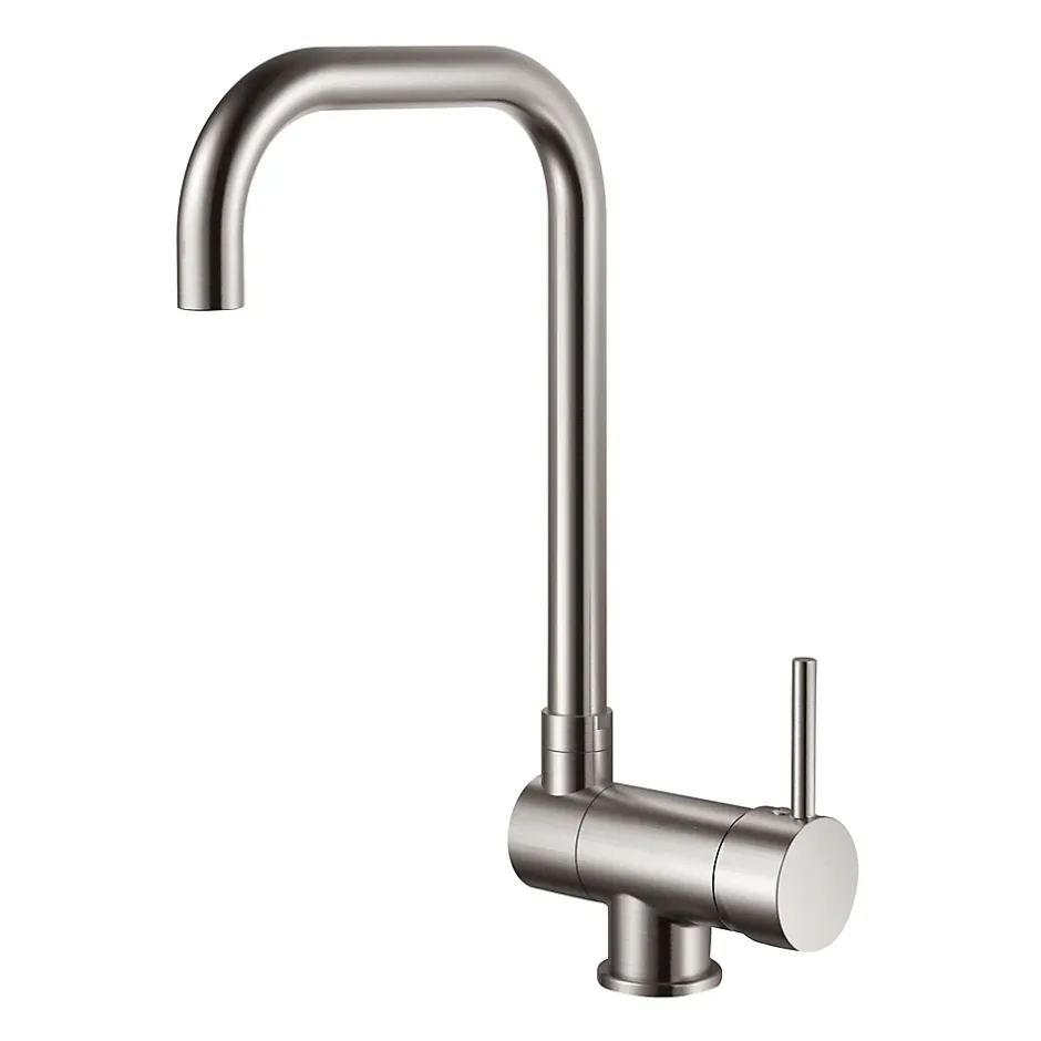 GoodHome Mitigeur de cuisine rabattable nickel brossé Deltana