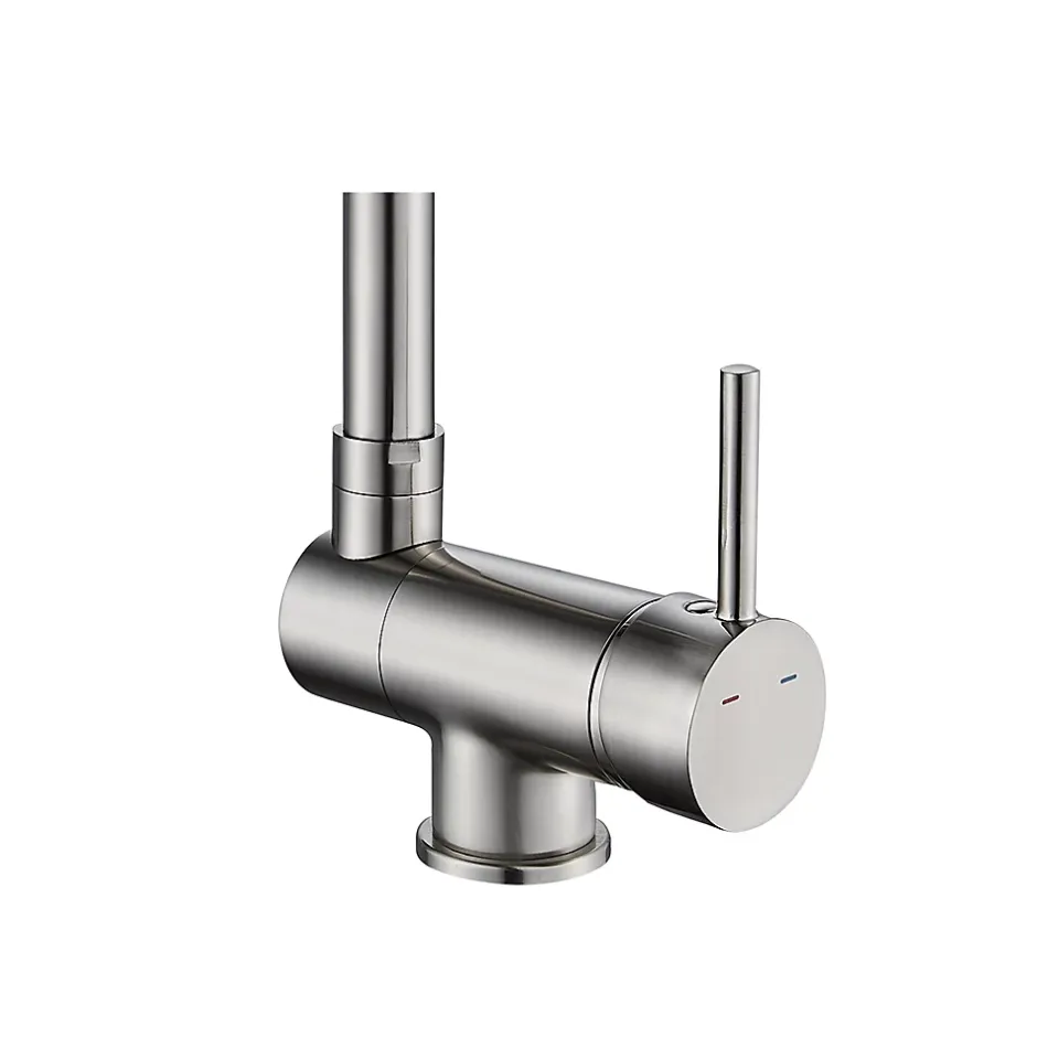 GoodHome Mitigeur de cuisine rabattable nickel brossé Deltana