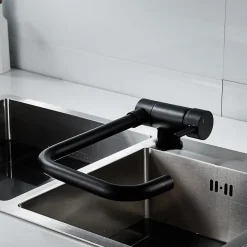 GoodHome Mitigeur de cuisine rabattable noir mat Deltana