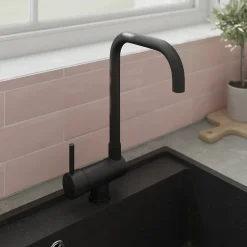 GoodHome Mitigeur de cuisine rabattable noir mat Deltana