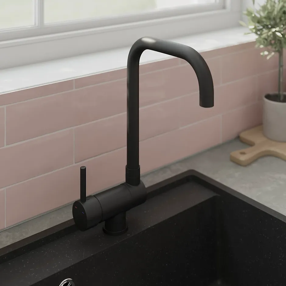 GoodHome Mitigeur de cuisine rabattable noir mat Deltana