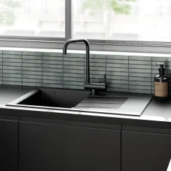 GoodHome Mitigeur de cuisine rabattable noir mat Deltana