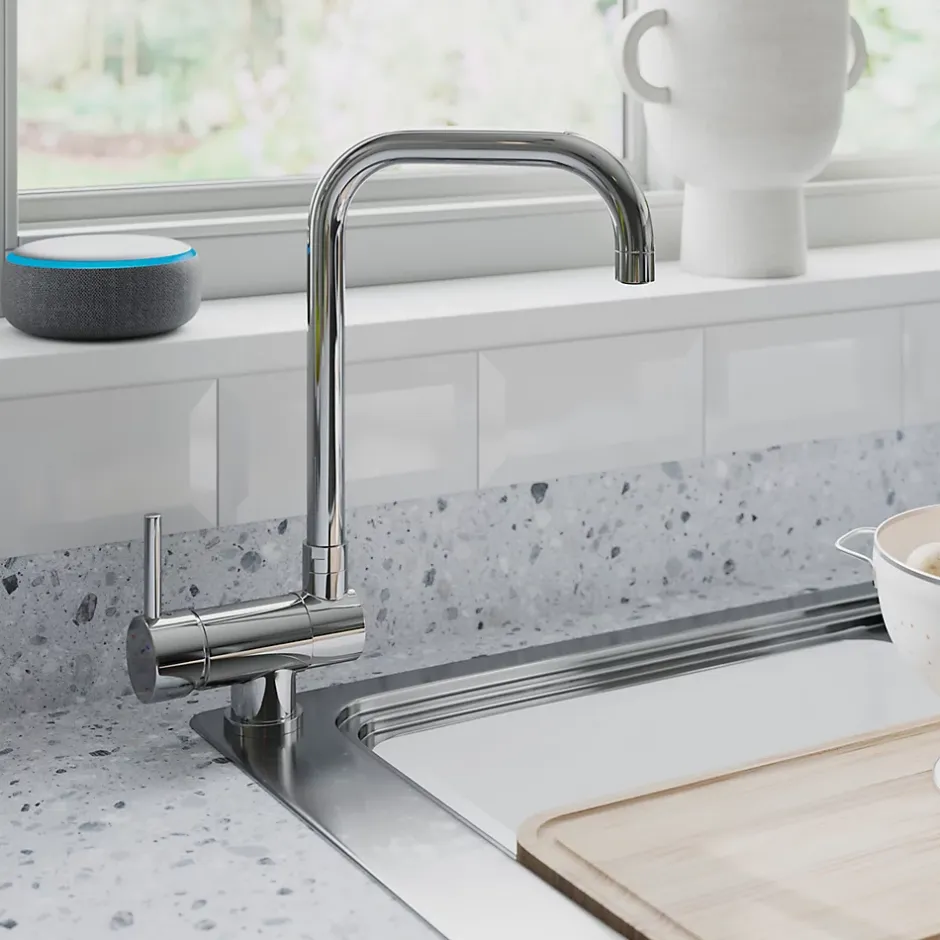 GoodHome Mitigeur de cuisine rabattable chromé Deltana* Evier Et Robinet De Buanderie