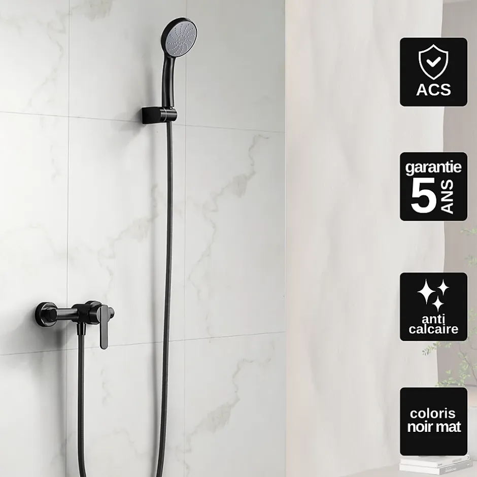Imex Mitigeur de Douche anti-calcaire Noir Mat ROMA BDR001-5NG